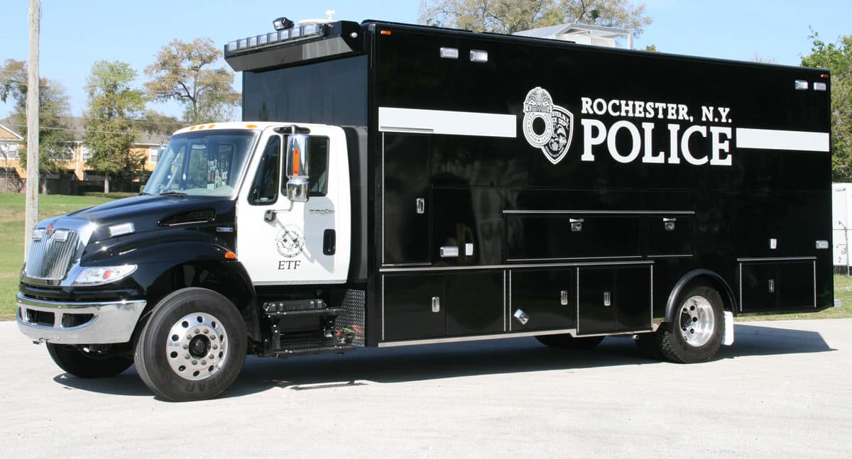 Rochester PD SWAT Mobile Command Vehicles Homeland Security Military